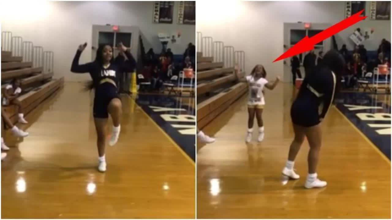 Check Out This Priceless Moment When A Little Girl Joins In On Big Sister's Cheer Solo