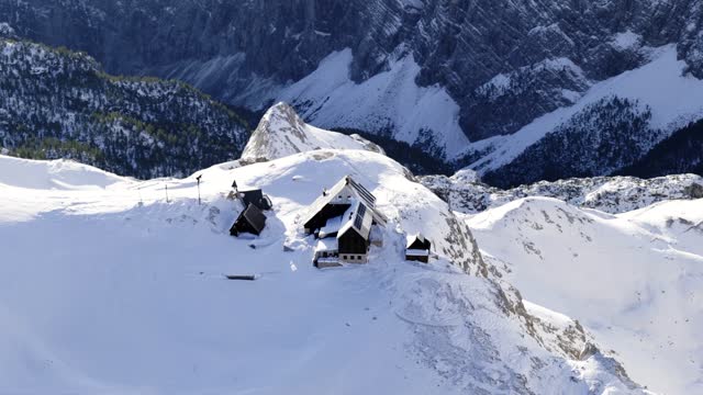 Mountain Top View from Helicopter, Alps in Autumn, 4k Ultra HD.