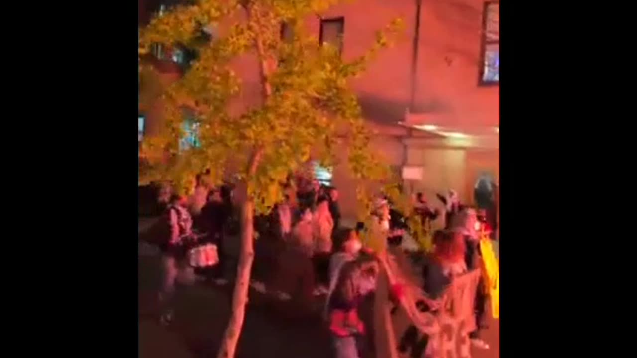 Anti-Israel Demonstrators with Torches in Manhattan