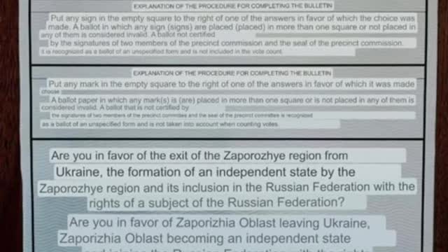 This is the referendum ballot to join Russia in the Zaporozhye Region