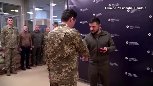 Ukraine's Zelenskiy presents medals to soldiers