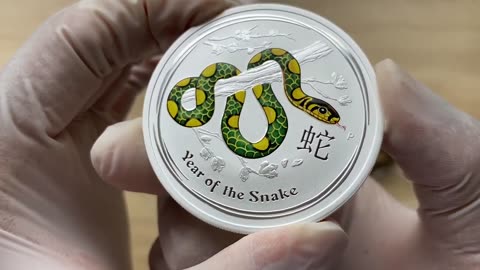 2013 Perth Mint Australian Lunar Series II Lunar Year of the Snake 2oz Silver Coloured BU Coin