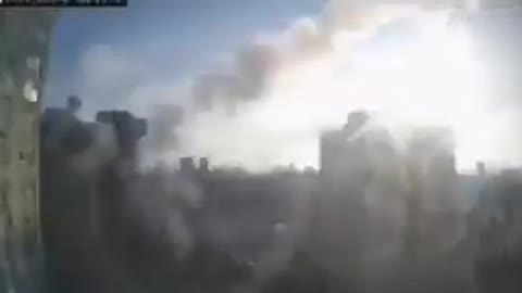 Russian missile destroying civilian building in Ukraine- Russia invades Ukraine