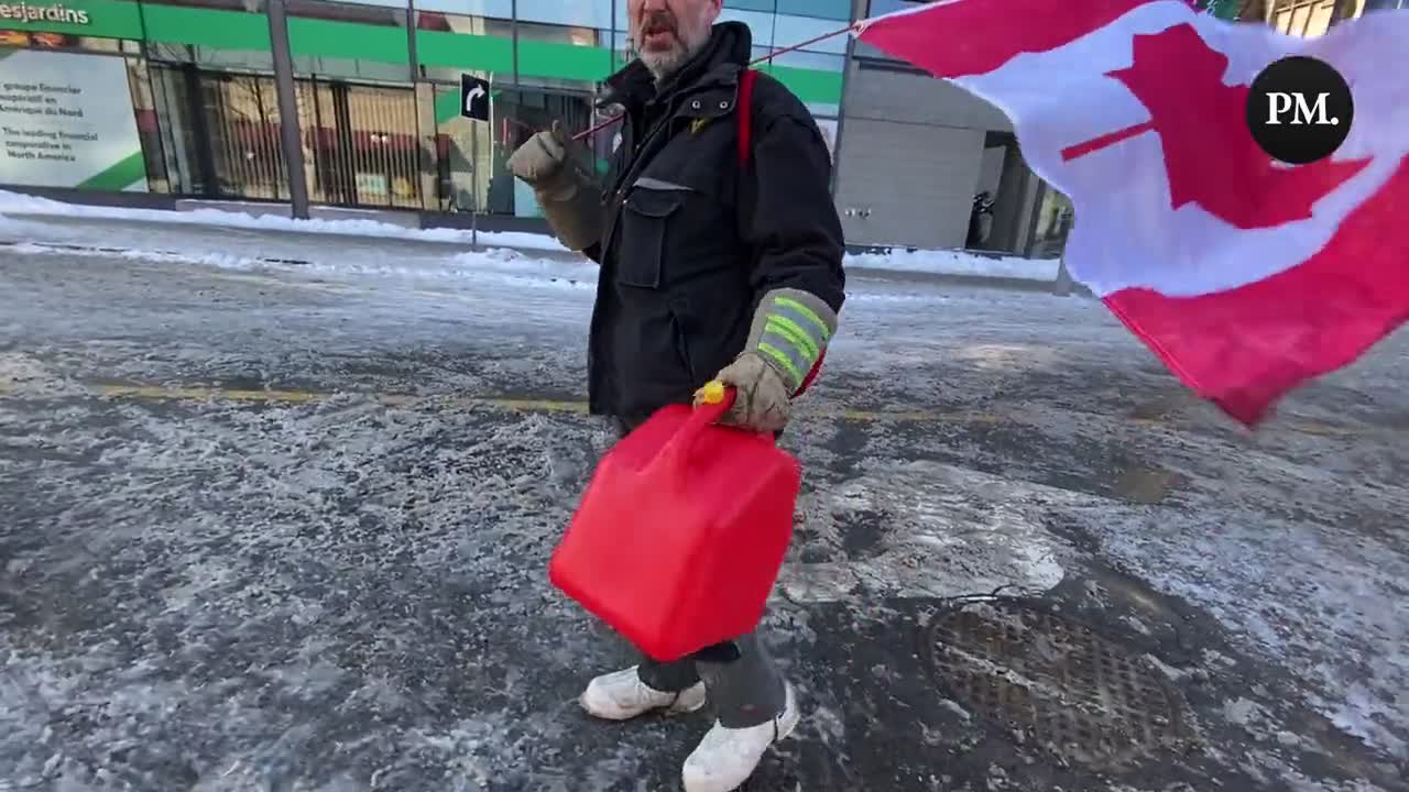 It's now illegal to carry fuel in Ottawa so everyone is carrying empty jerrycans