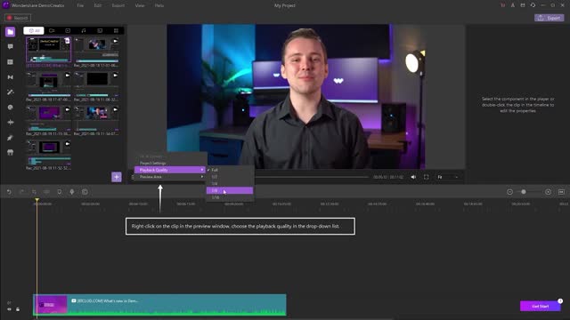 Change playback resolution DemoCreator Tutorial