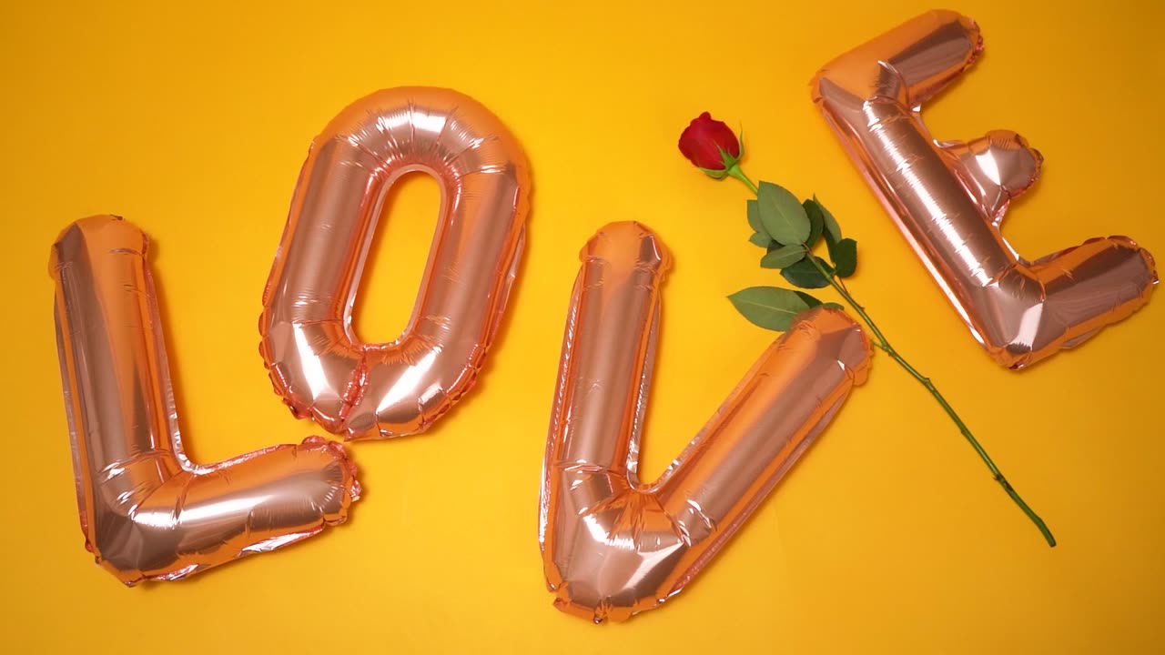 Love Balloon Letters and Red Rose