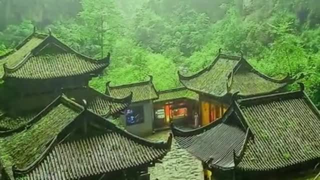 Ancient town on rainy days