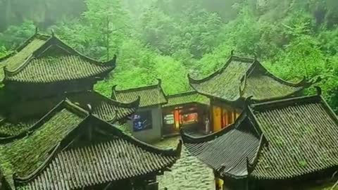 Ancient town on rainy days