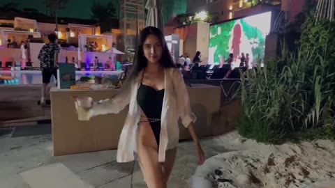 Korean girl in swimming pool