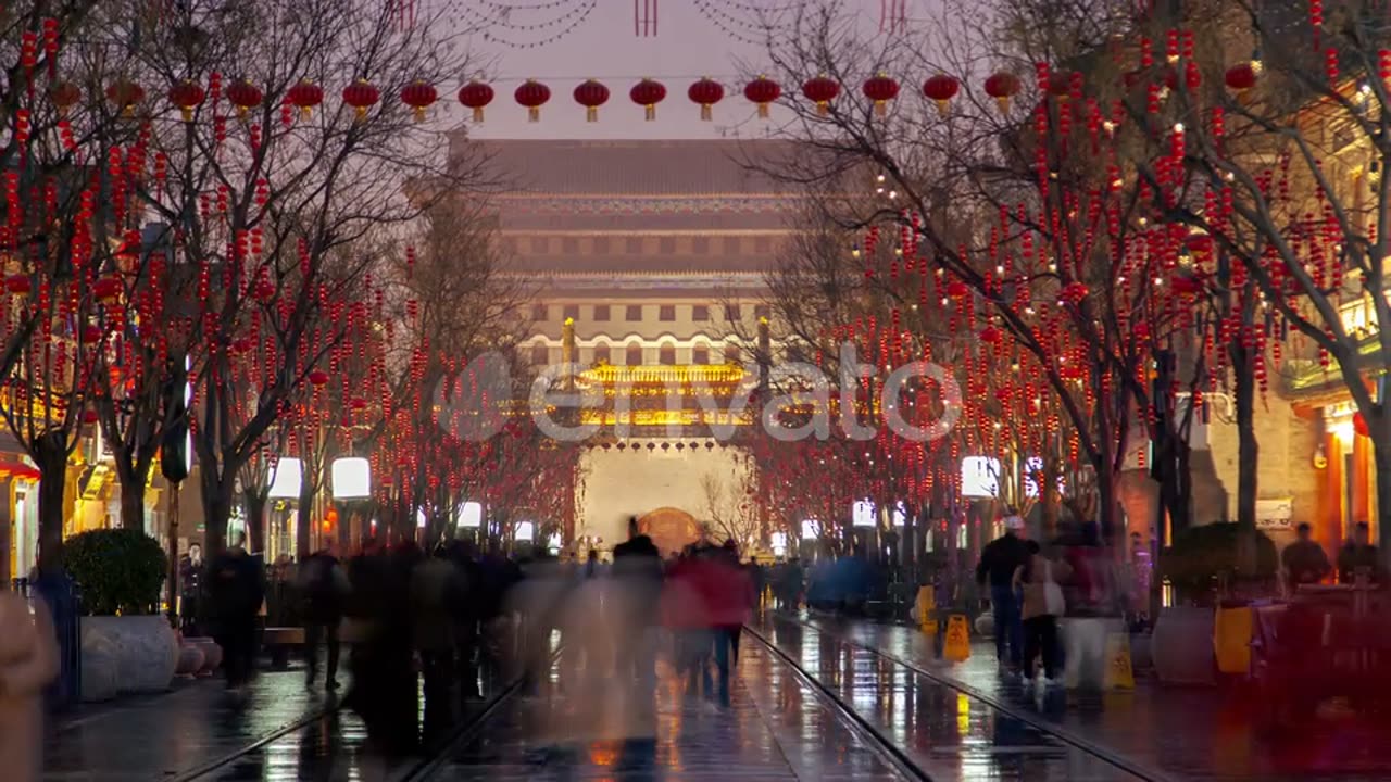 Beijing Walking Qianmen Street China Zoom Out