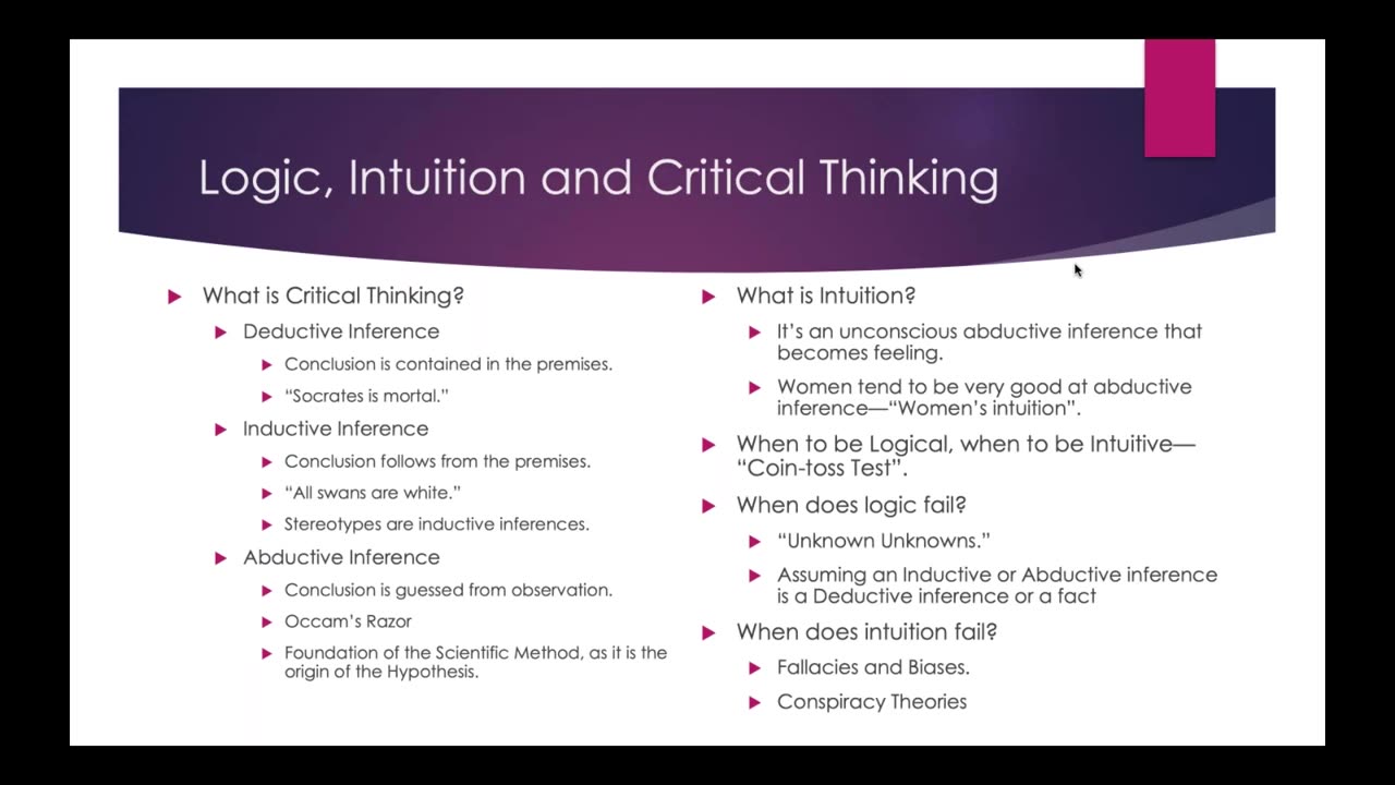 Weekly Webinar #11 - Logic, Intuition and Critical Thinking