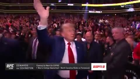 Trump, Dana White & Kid Rock walk in to watch Colby Covington v. Leon Edwards fight Crowd ROAR