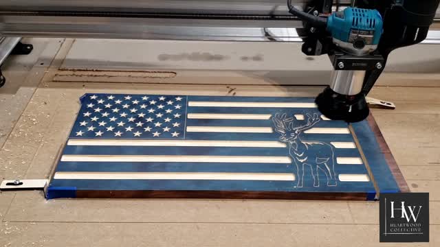 Desktop CNC American Flag with Deer