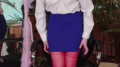 Trying on transparent stockings