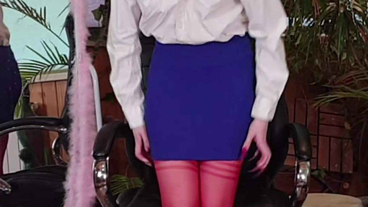 Trying on transparent stockings