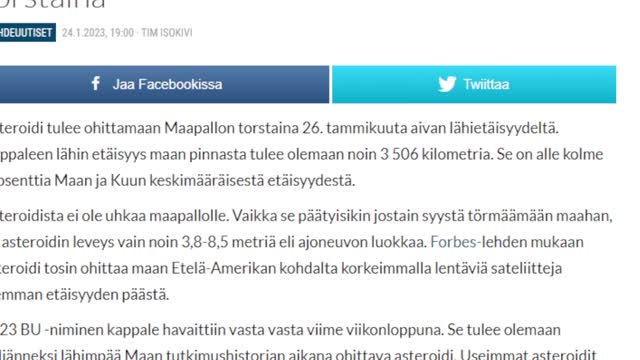 Asteroid passes Earth at close range on Thursday