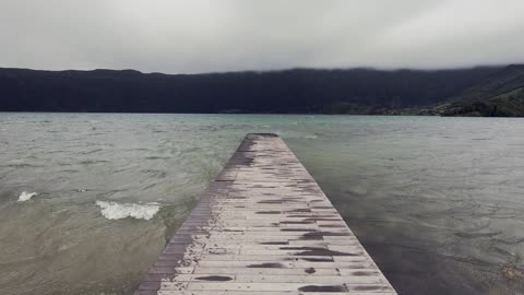 Lake walking with clouds