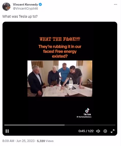 Telsa designed New Yorker to produce free energy.