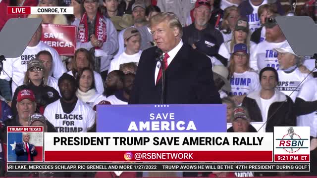 President Donald J. Trump speaks in Conroe, TX 1/29/22