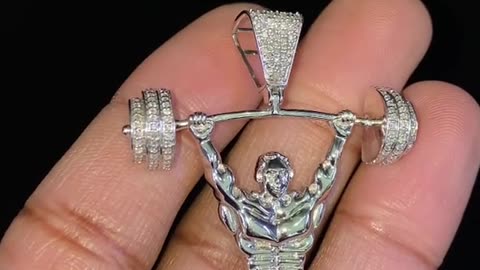 10K White Gold & Diamond Body Builders Pendant