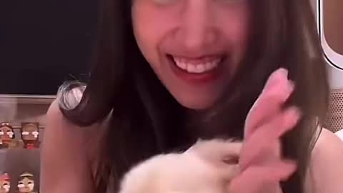 Freen (Thai actress) doing #FLOWERchallenge pet version.