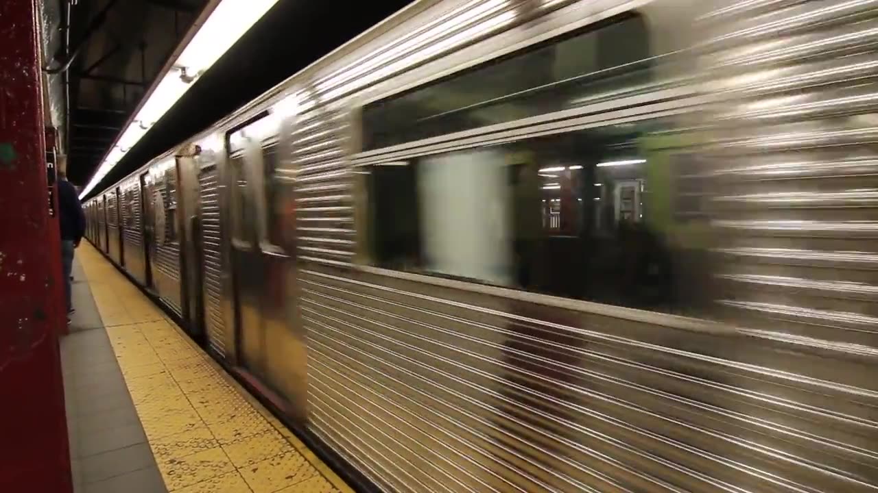 Silver train in the underground