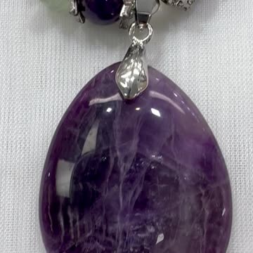 Handmade Unique Fluorite Amethyst Jewelry Set with Necklace and Earrings