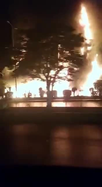 Massive fire engulfs a high-rise building on Shahrah-e-Faisal boulevard Karachi Pakistan