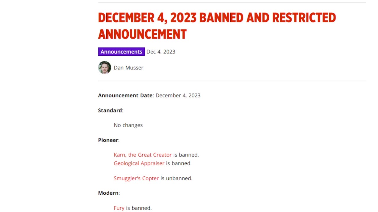 Banned and unbanning in Mtg (this is a crime)