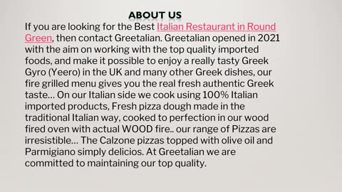 The Best Italian Restaurant in Round Green