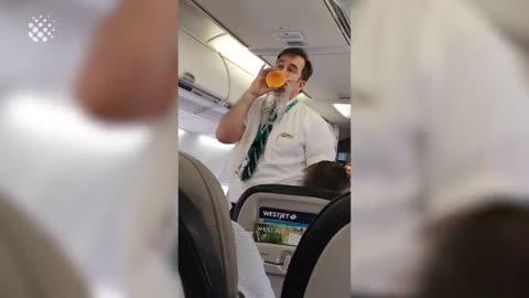 The funniest safety drill is performed by a flight attendant