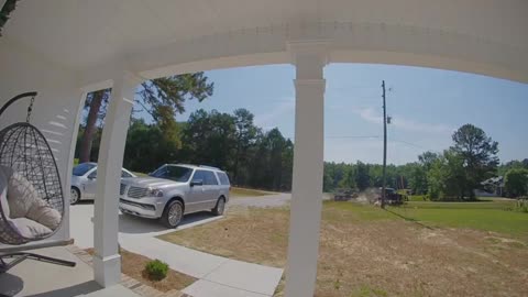 Truck Takes out Trash and Mailbox