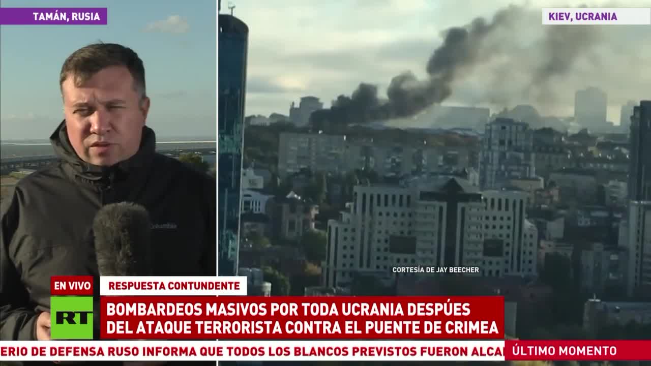 La Russia ha lanciato raffiche di missili contro l'Ucraina.I missili russi hanno colpito la capitale ucraina e diverse altre città dall'est all'ovest del Paese terrorista-nazista ucraino sponsorizzato da USA,UE,NATO,Vaticano,Israele.