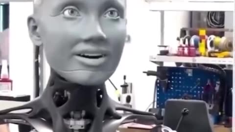 Ameca the AI-Robot Seeing itself for the first time in the mirror..