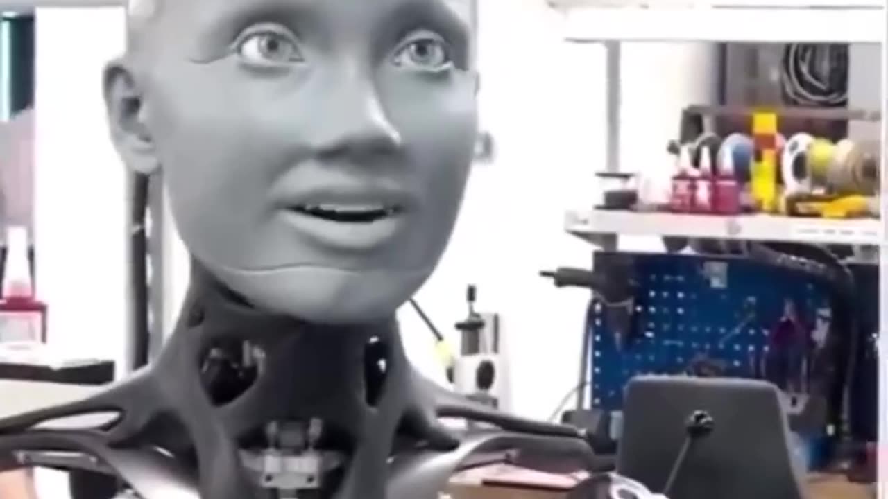 Ameca the AI-Robot Seeing itself for the first time in the mirror..