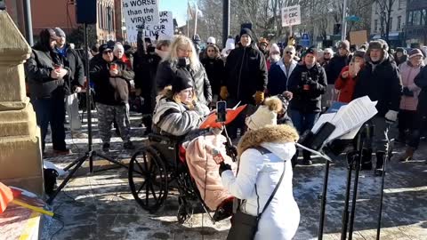 17 year old girl confined to wheelchair shares her vaccine injury story at freedom rally in Canada