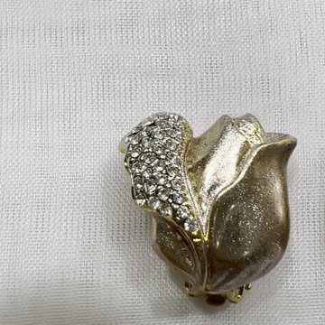 18KGP 23mm Rose Clip On Earrings. Made with Swarovski Crystal. Party. Event