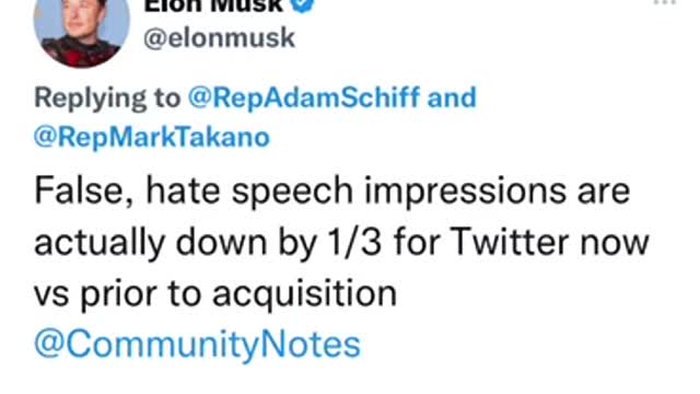 Elon Musk corrects Schiff's false accusations of Twitter in his own thread.