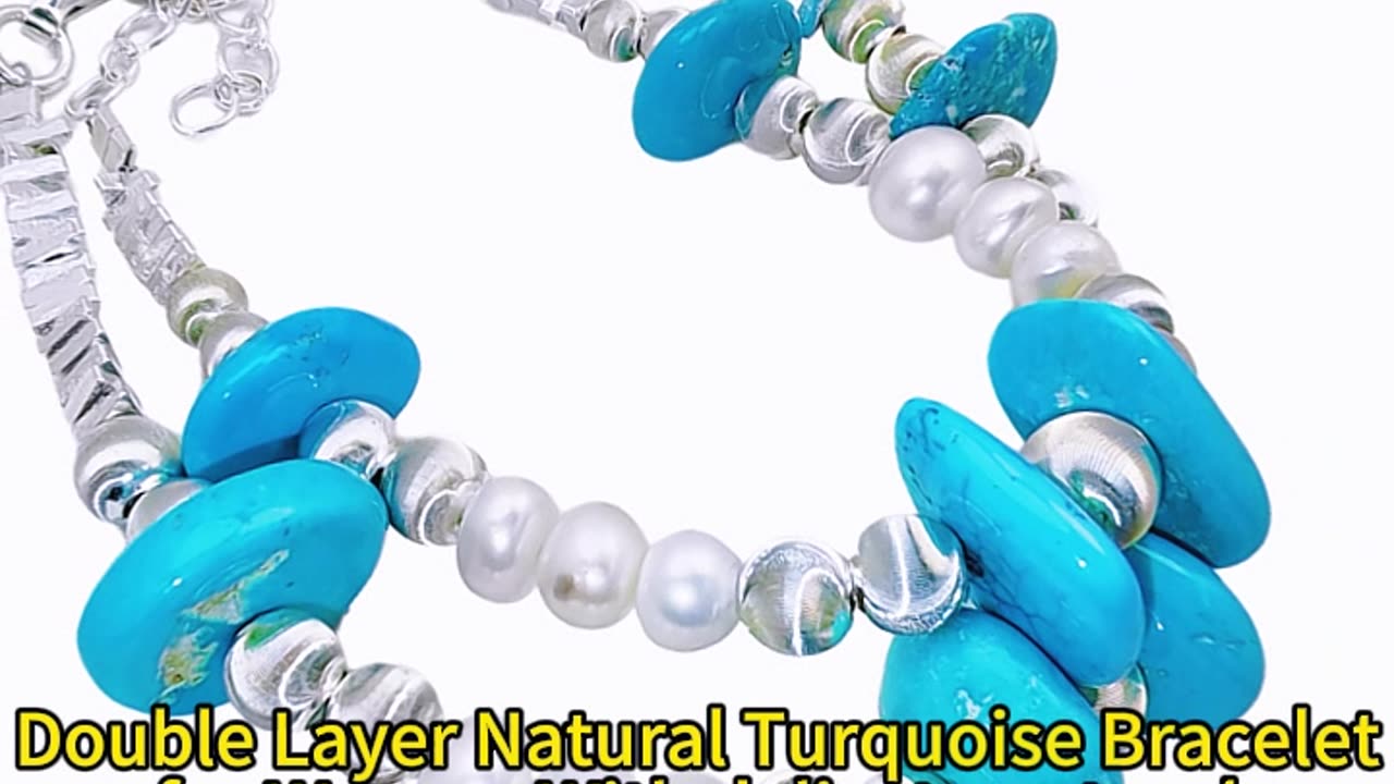 GN-20241128-02 Double Layer Natural Turquoise Bracelet for Women With delicate natural pearls