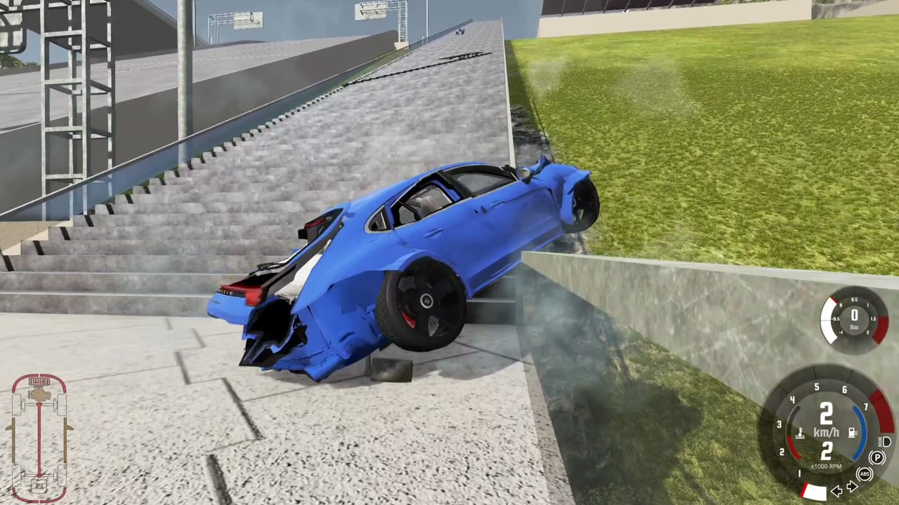 Car and Stairs Jump Down #103 😎 Beamng Drive Game 🚘🏁🛻 Car Crashes CLIP