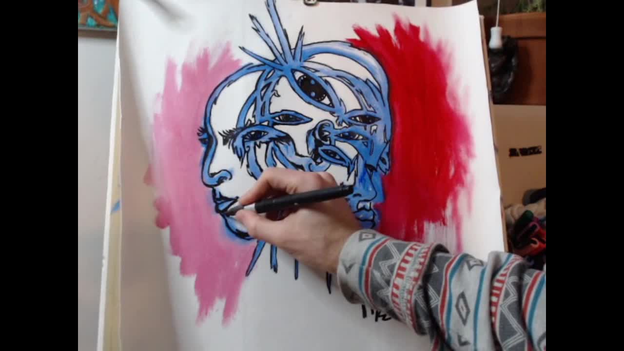 'Faces in Flux' Painting Art Timelapse 2-5-22