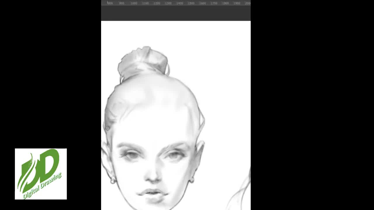 How to draw girl head in photoshop digital drawing