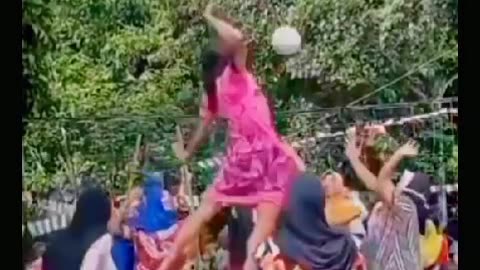 High jump of girl