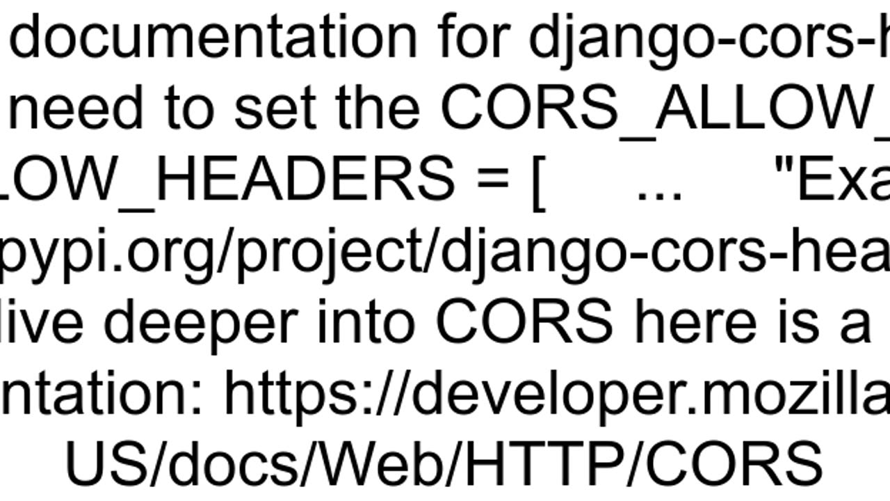 Django Cors Allow AccessControlAllowHeaders