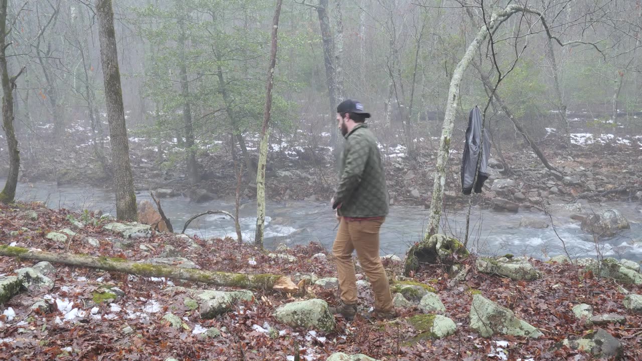 We are building a hut in the forest