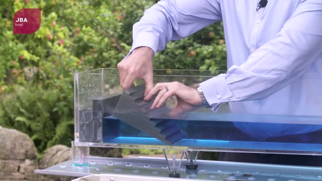 Wave tank demonstration showing the impact of coastal defences on flood risk