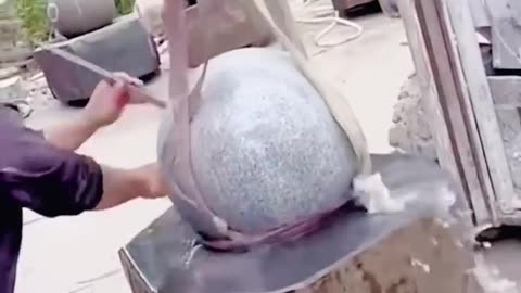 Stone ball fountain mounted