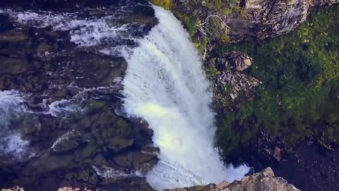 A natural view of a waterfall for calm, relaxation and rest