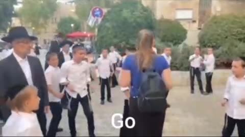 Israeli children attacking Christian goyim on a tour...