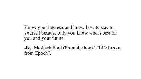 "Life Lesson from Epoch" Checkout Description